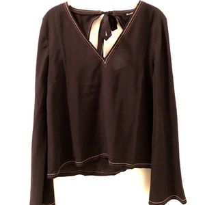 Black silk bell sleeve Madewell top